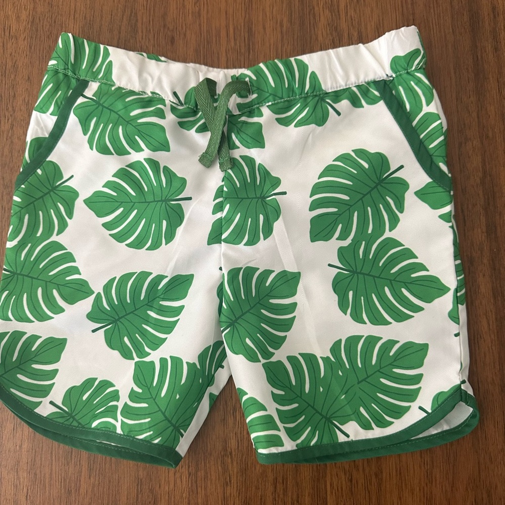 Tropical Leaf Print Swim Shorts